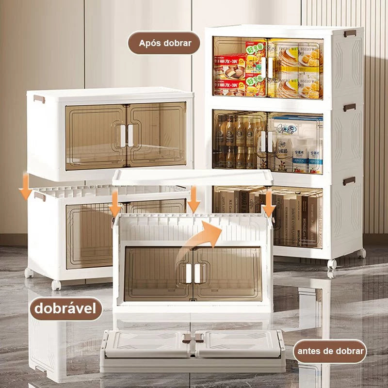 kit 12 Caixas Organizadora Premium – Dobrável, Empilhável e com Rodinhas