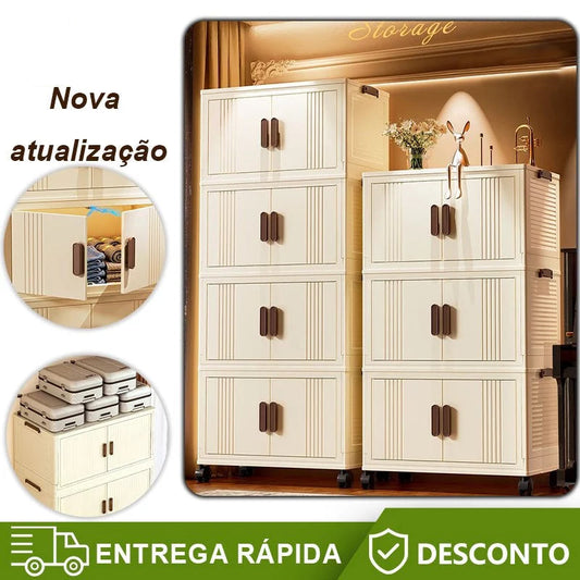 kit 12 Caixas Organizadora Premium – Dobrável, Empilhável e com Rodinhas
