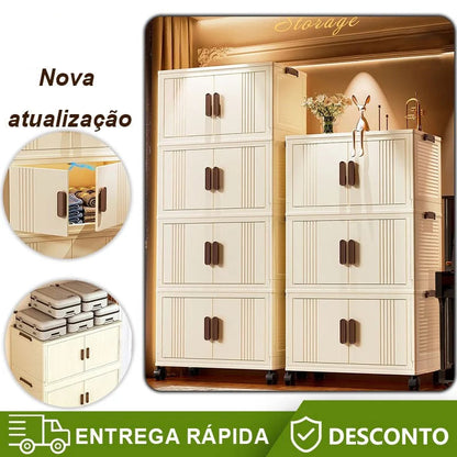kit 12 Caixas Organizadora Premium – Dobrável, Empilhável e com Rodinhas